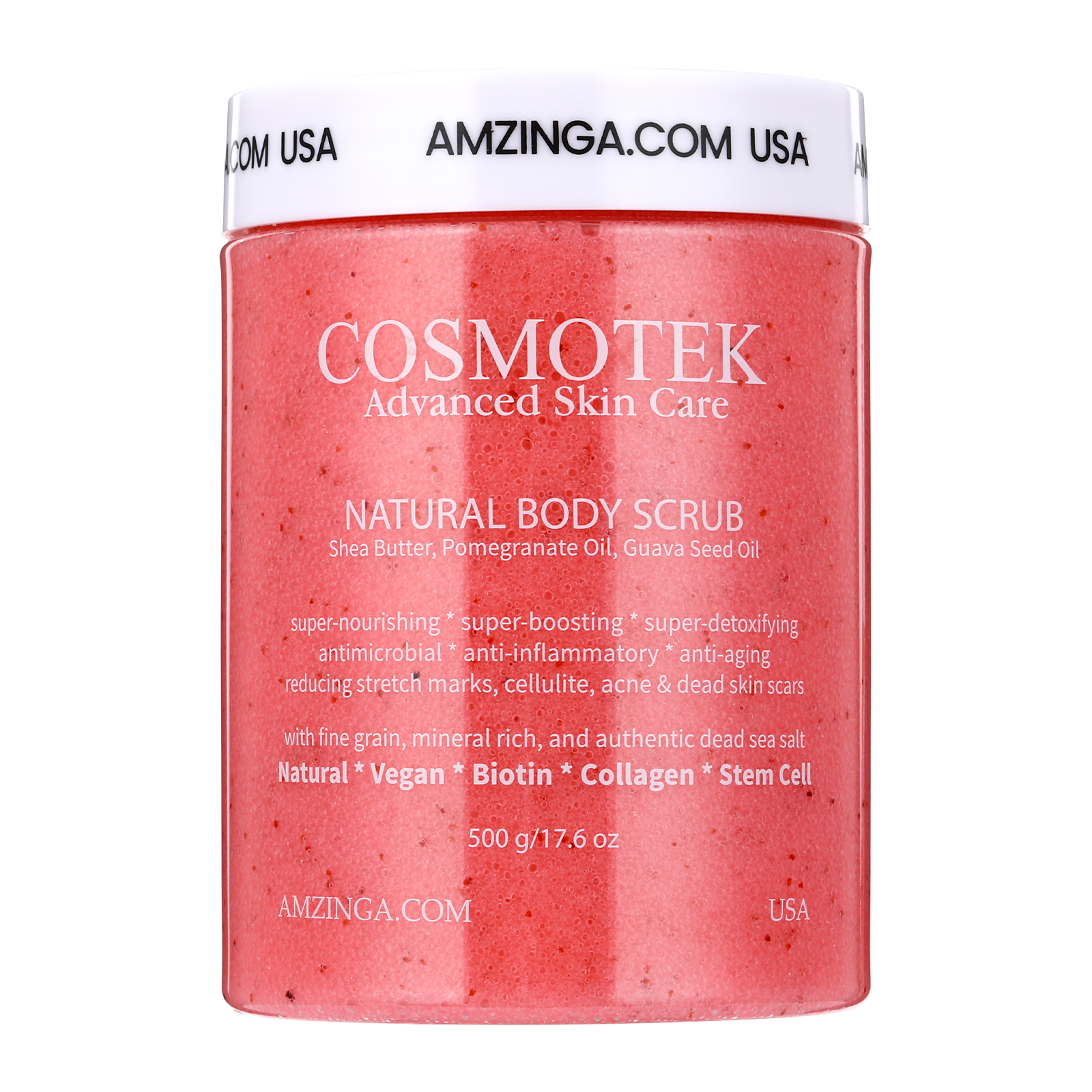 Pomegranate Body Scrub- Natural Exfoliating Salt Scrub & Body and Face Souffle helps with Moisturizing Skin, Acne, Cellulite, Dead Skin Scars, Wrinkles (16.7 oz)