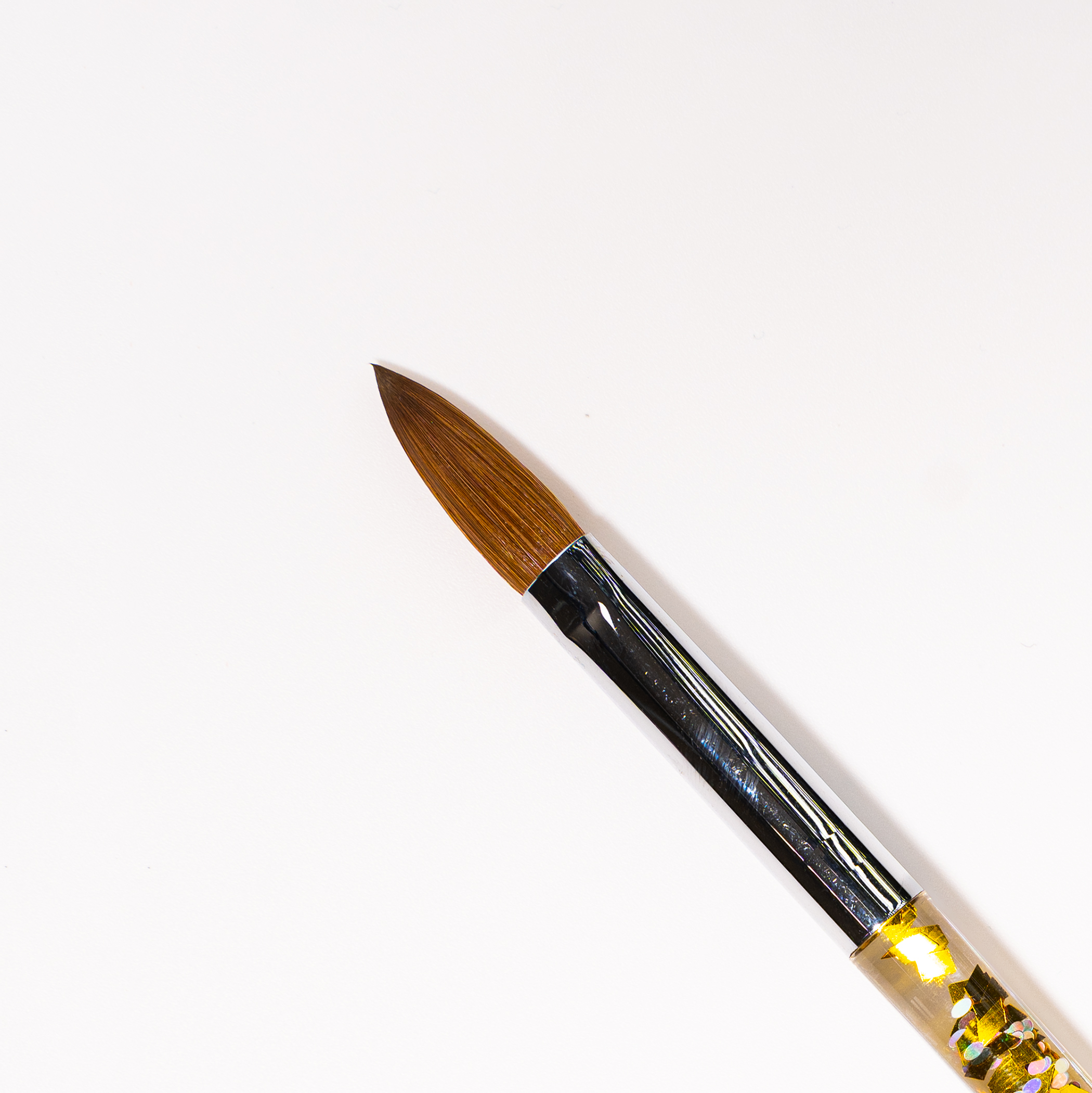 Acrylic Nail Brush Pure Kolinsky Hair Acrylic Golden Glitter Handle – Size 12