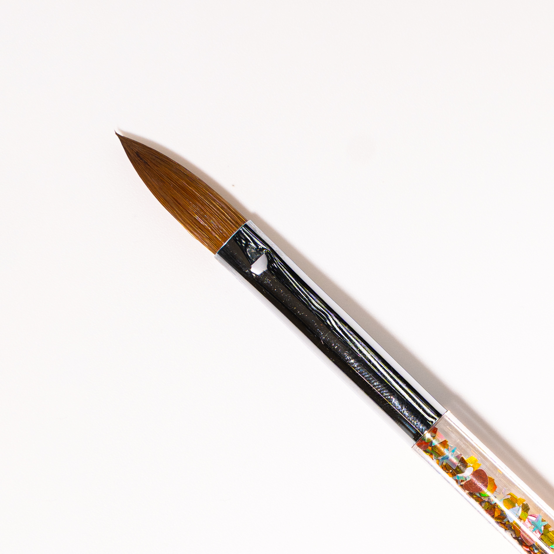 Acrylic Nail Brush Pure Kolinsky Hair Acrylic Golden Glitter Handle – Size 14