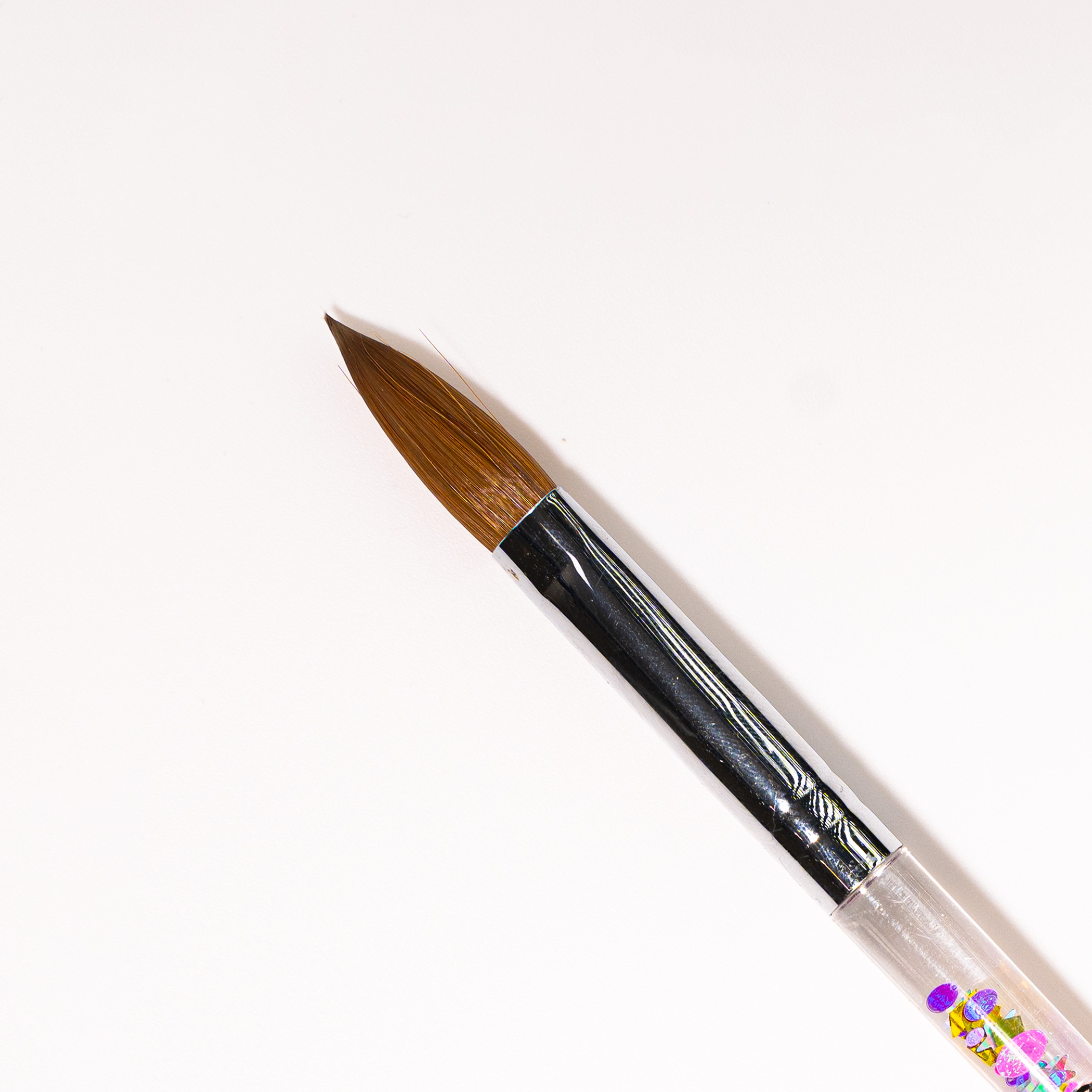 Acrylic Nail Brush Pure Kolinsky Hair Acrylic Pink Glitter Handle – Size 18
