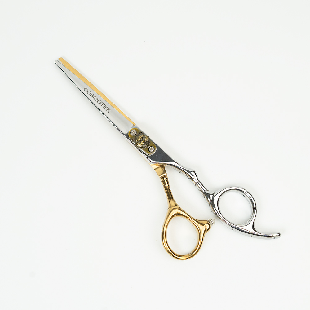 Hair Cutting Scissors Shears Professional Barber 6.5 Inch Hairdressing Regular Scissor Salon Razor Edge Hair Cutting Shear Japanese 420c Stainless Steel With Detachable Finger Inserts (Gold & Silver) – Lion Design