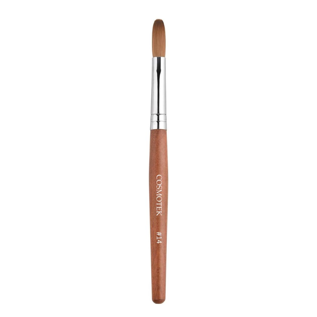 Cosmotek #14 Acrylic Nail Brush – Soft Bristles, Redwood Handle & Rust-Resistant Tube – Professional Nail Art Tool for Acrylic Powder & Liquid Application
