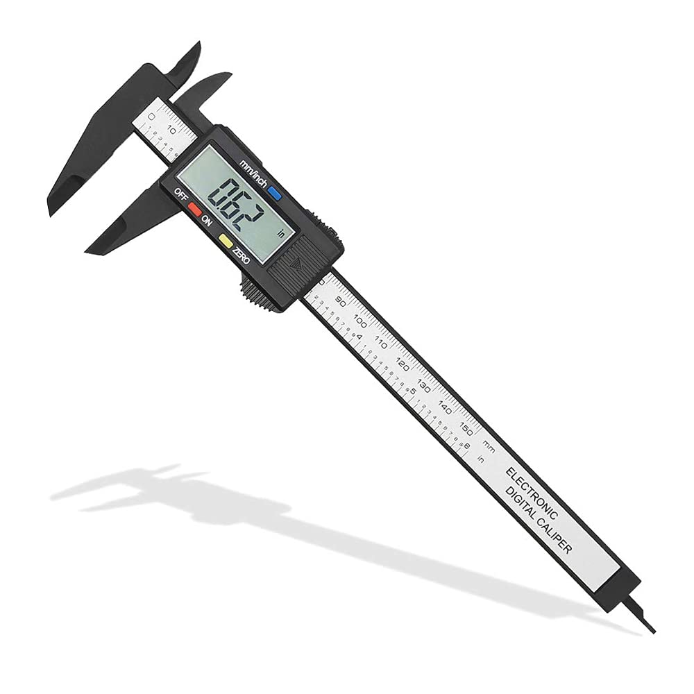 Digital Caliper, 150mm/ 6 Inch Accuracy LCD Digital Vernier Caliper Gauge Carbon Fiber Electronic Micrometer Ruler Measuring Tool for Length Width Depth Inner & Outer Diameter
