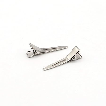 12 PCS/PACK 1.75 Inches Single Prong Curl Clips Metal Alligator Hair Pins Duckbill Hairpins Professional Hairclips for Hair Extensions Salon Styling, SILVER