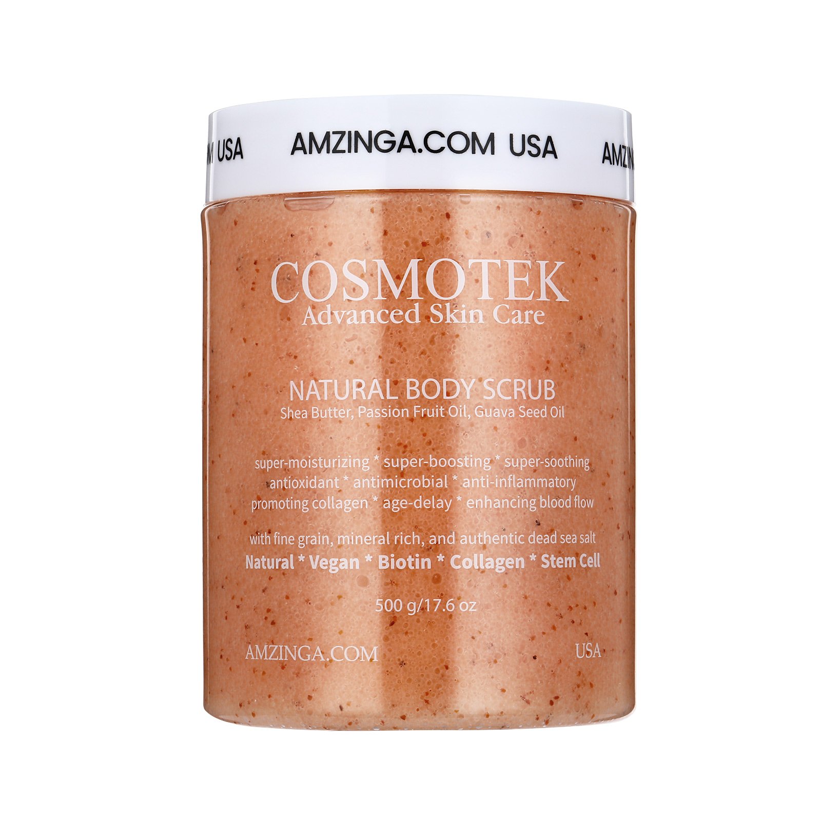 Passion Fruit Body Scrub- Natural Exfoliating Salt Scrub & Body and Face Souffle helps with Moisturizing Skin, Acne, Cellulite, Dead Skin Scars, Wrinkles (16.7 oz)
