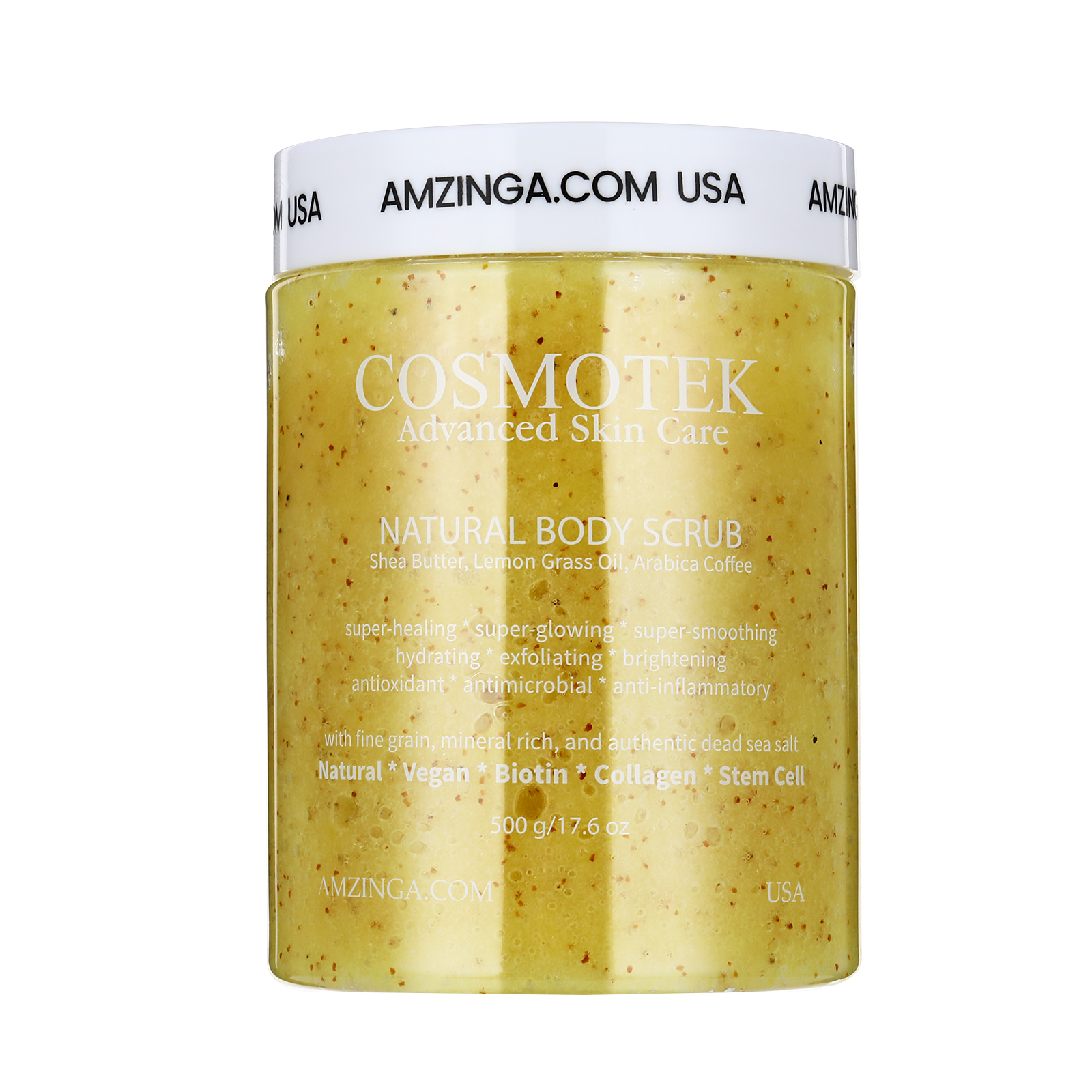 Lemon Grass Body Scrub- Natural Exfoliating Salt Scrub & Body and Face Souffle helps with Moisturizing Skin, Acne, Cellulite, Dead Skin Scars, Wrinkles (16.7 oz)