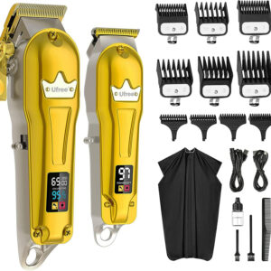 Hair Clippers for Men Professional, Beard Hair Trimmer, Cordless Barber Clippers Supplies, Hair Cutting Kit, T Liners Edgers Clippers, Mens Grooming Kit, Birthday Gifts for Men Women, Christmas Gift for Husband, Father's Day Present, Anniversary Gift for Boyfriend, Zero Gap Rechargeable Fade Clippers, Home Haircut Kit, Barber Supplies, Self-Care Essentials for Men, Gold Clippers