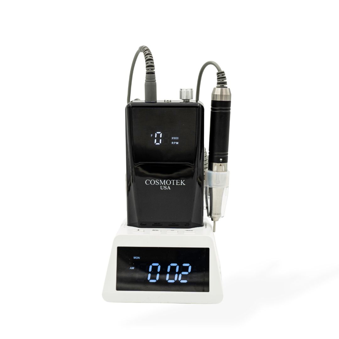 Black 2-in-1 40K Smart Nail Drill Machine with Clock Dock – Portable & Desktop Electric Nail File – Vibration-Free, Ultra Quiet Rechargeable E-File for Professional Nail Technicians & Salons – Brushless Motor, 40,000 RPM, HD Display, 4000mAh Long Battery Life – Cordless Nail Drill for Acrylics, Gels, Callus Removal – Gift for Nail Techs, Nail Artist Essential
