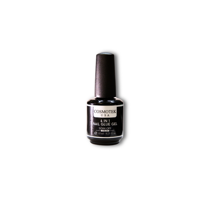 6 in 1 Gel Nail Glue for Clear Acrylic Nails Long Lasting, Curing Needed UV Extension Glue for Clear False Nail Tips and Clear Press on Nails, Nail Repair Treatment