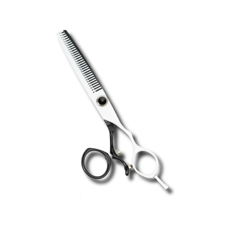 Professional Hair Scissors, Japanese 420 Stainless Steel-Barber Hair Cutting Texturizing Thinning Razor Edge Series Teeth Shears For Men/Women/Kids/Salon & Home-6.5" Overall Length (Black & White)