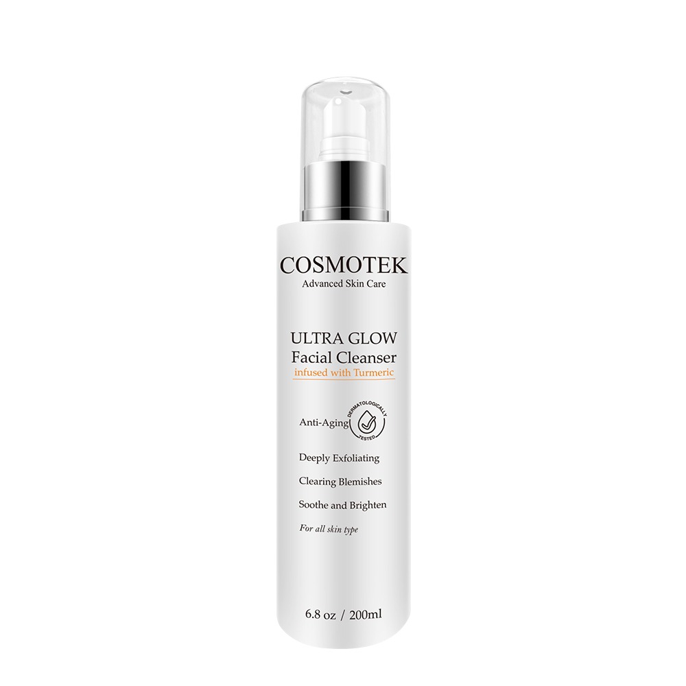 Ultra Glow Facial cleanser infused with Turmeric, Natural Anti Aging, Deeply Exfoliating, Clearing Blemishes, Soothe ; Brighten, Daily cleansing 6.8OZ / 200ml