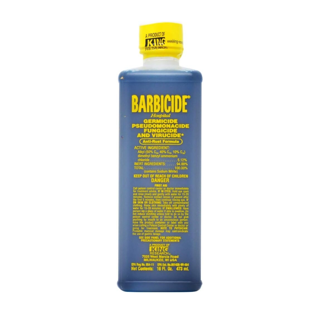 Barbicide Disinfectant New 16 oz Quatz Sterilizer by King Research Bonita Crown for Stylists, Salons, Barber Shops & Pet Groomers & Nail Salons