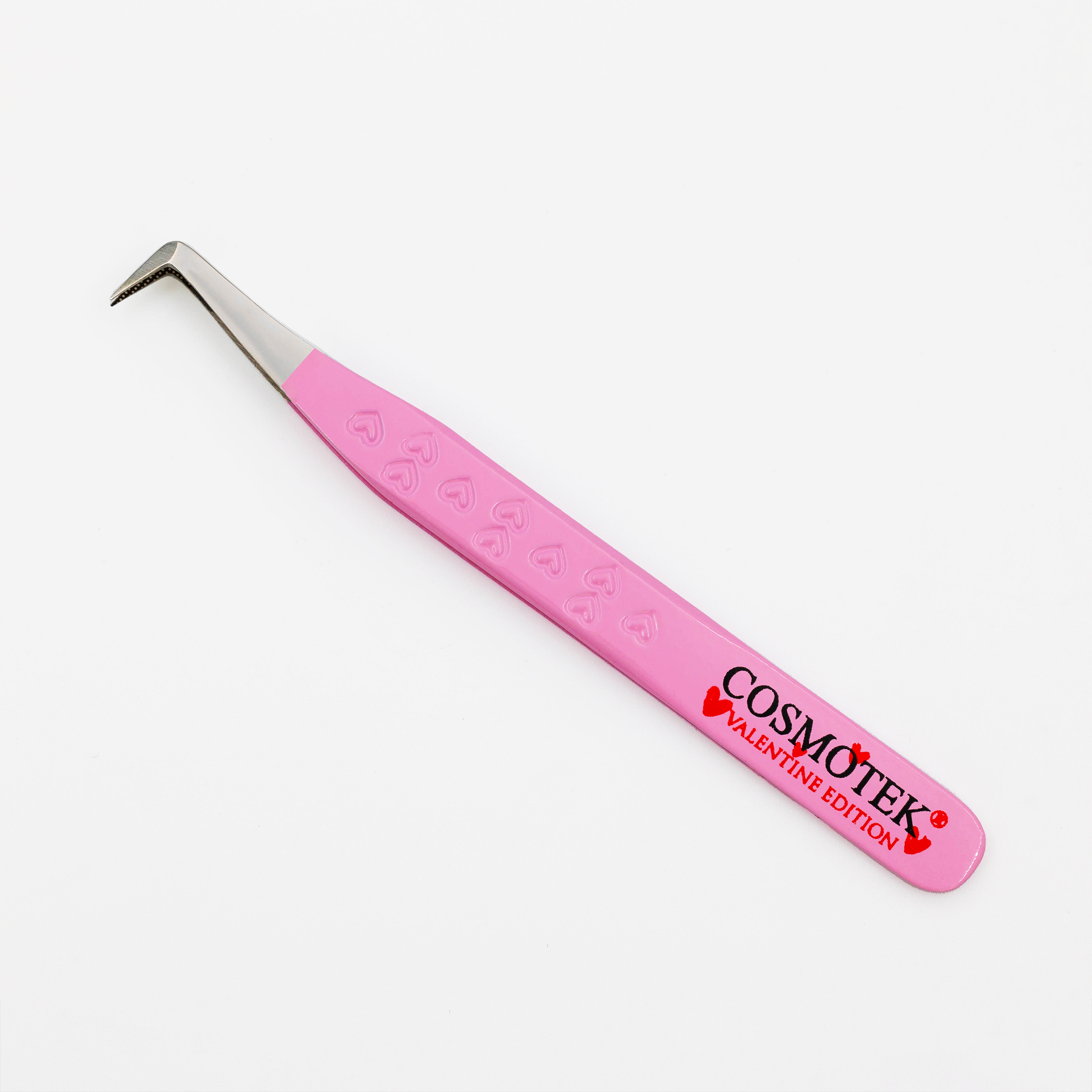 Volume Tweezers For Eyelash Extensions, Fiber Tip Grip Lash Tweezers L-Shape Boot Mega Volume Mink Lashes Tweezers Pink Tweezer Valentine EDITION