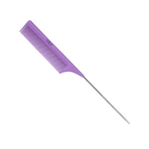 Professional Tail Comb – PURPLE – Stainless Steel Pintail Comb, Anti-Static & Heat Resistant – Lightweight Teasing Comb for Precision Parting, Hair Sectioning, Color Application, Extension & Wig Styling – For All Hair Types