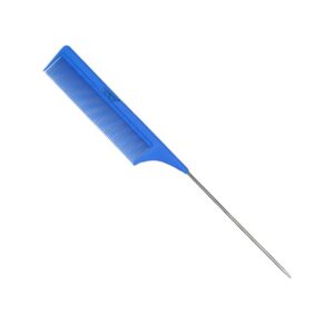 Professional Tail Comb – BLUE – Stainless Steel Pintail Comb, Anti-Static & Heat Resistant – Lightweight Teasing Comb for Precision Parting, Hair Sectioning, Color Application, Extension & Wig Styling – For All Hair Types