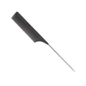 Professional Tail Comb – BLACK – Stainless Steel Pintail Comb, Anti-Static & Heat Resistant – Lightweight Teasing Comb for Precision Parting, Hair Sectioning, Color Application, Extension & Wig Styling – For All Hair Types