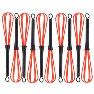 10 PCS Hair Color Whisk – RED – Mini Whisk for Hair Dye Mixing, Professional Salon & Barber Tool – Multi-Purpose Plastic Dye Mixer for Kitchen Baking, Salad Dressing, Craft Paint, Epoxy Resin, Small Batch Blending (7 x 1.2 in)