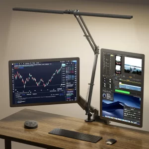 SILVER LED Desk Lamp with Clamp – Ultra Bright 2400LM Adjustable Desk Light for Home Office, Reading & Study – Eye-Caring, Dimmable Task Lamp