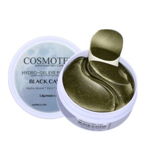Under Eye Patches Caviar Under Gel Eye Mask for Puffy Eyes, Wrinkles and Dark Circles - Hydrating Eye Patches, Gel Eye Patches Eye Bags Treatment for Women and Man,Caviar,Black