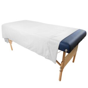 Massage & Facial Bed Sheets – WHITE – Washable Poly Cotton Spa Linens for Professional Use – Reusable Bed Covers for Massage, Facial, Eyelash, Tattoo & Salon Beds – Also Ideal for Home Spa & Guest Bedding