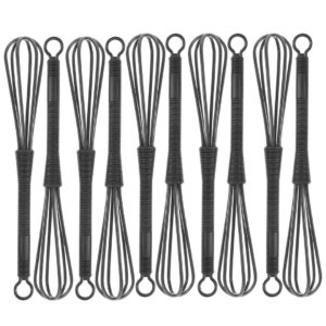 10 PCS Hair Color Whisk – BLACK – Mini Whisk for Hair Dye Mixing, Professional Salon & Barber Tool – Multi-Purpose Plastic Dye Mixer for Kitchen Baking, Salad Dressing, Craft Paint, Epoxy Resin, Small Batch Blending (7 x 1.2 in)