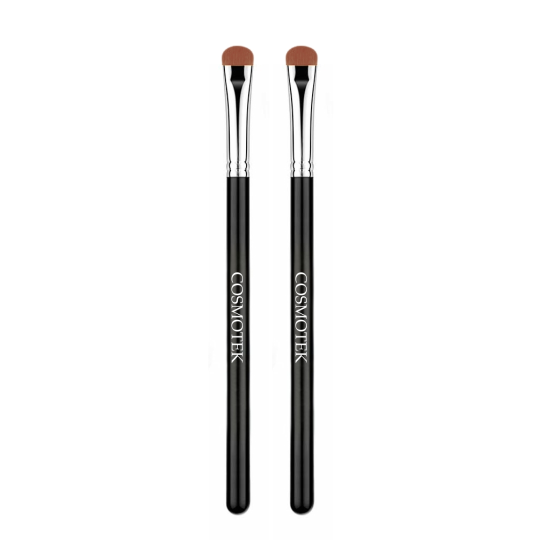 2 Brushes – Cosmotek Flat Eyeshadow Brush – Precision Packing Brush for Shimmer & Matte Shadows – Soft Synthetic Bristles for Blending, Detailing & Cut Crease (2 Pack)