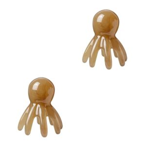 2Pcs Light Brown Resin Scalp Comb – Octopus Brush Portable Hair Tool for Scalp Care and Relaxation – Scalp Massager & Detangler (2 Pack)