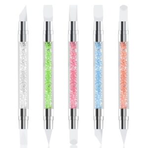5PCS Dual-Tipped Silicone Nail Art Sculpture Pens – Acrylic Gel & Resin Design Tools – Precision Dotting & Shaping Pens for Nail Artists (5 Pack)