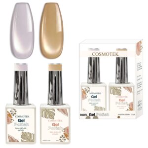 Cosmotek Cat Eye Duo Gel Set – Lilac & Golden Sands (CTK-D08) – Premium Magnetic Gel Polish with Lavender Mist & Warm Gold Shimmer, Velvet & Halo Effect, Soak-Off Nail Art Kit (2 x 15ml)