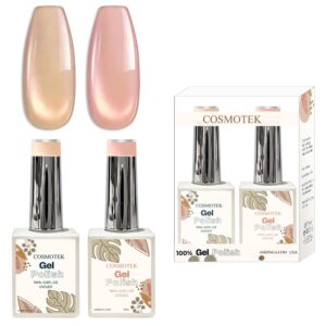 Cosmotek Cat Eye Duo Gel Set – Peach & Pink Blossom (CTK-D09) – Premium Magnetic Gel Polish with Apricot Peach & Pastel Rose Shimmer, Velvet & Halo Effect, Soak-Off Nail Art Kit (2 x 15ml)