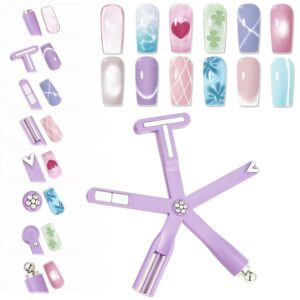 Modelones Cat Eye Gel Nail Polish Magnet, 8-in-1 Cat Eye Magnet Tool for Gel Nails, Strong Magnetic Nail Art Wand with Steel Ball, Glass Bead, French Tip, Clover, Heart, Lightning & Hole Effects, Multi-Effect Magnets for DIY Cat Eye Gel Polish Manicure, Professional Salon Nail Art Tool Kit for Women, Birthday Gift for Nail Lovers