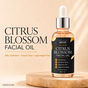 DOUCE BRISE Citrus Blossom Facial Oil – Spa Collection Silky & Fast-Absorbing Hydration – Lightweight Non-Greasy Face Oil for Glowing Skin, Daily Moisturizer for Dry Skin, Radiant Complexion Booster – Natural Citrus Oil, Fast-Absorbing, Silky Serum Texture – Clean Beauty, Vegan, Paraben-Free – Luxury Facial Oil Gift for Women (30ml / 1oz)